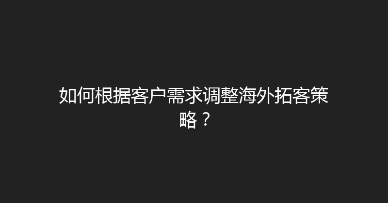 如何根据客户需求调整海外拓客策略？ 封面图
