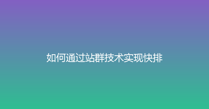 如何通过站群技术实现快排 封面图