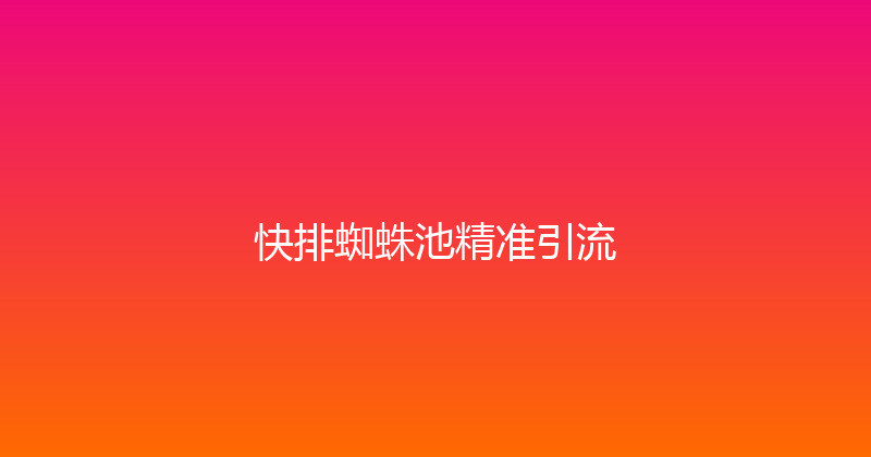 快排蜘蛛池精准引流 封面图