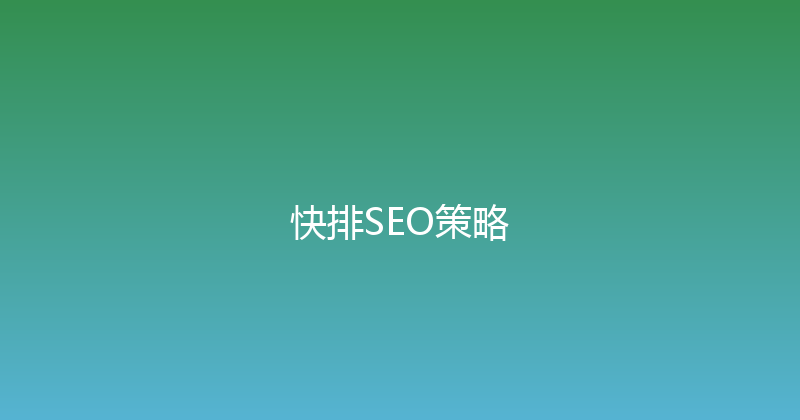 快排SEO策略 封面图