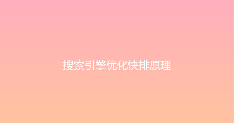 搜索引擎优化快排原理 封面图