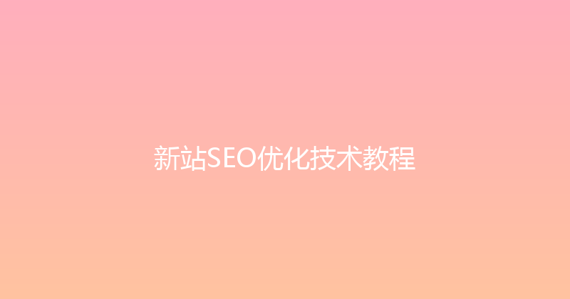 新站SEO优化技术教程 封面图