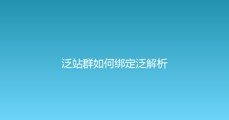 泛站群如何绑定泛解析 封面图