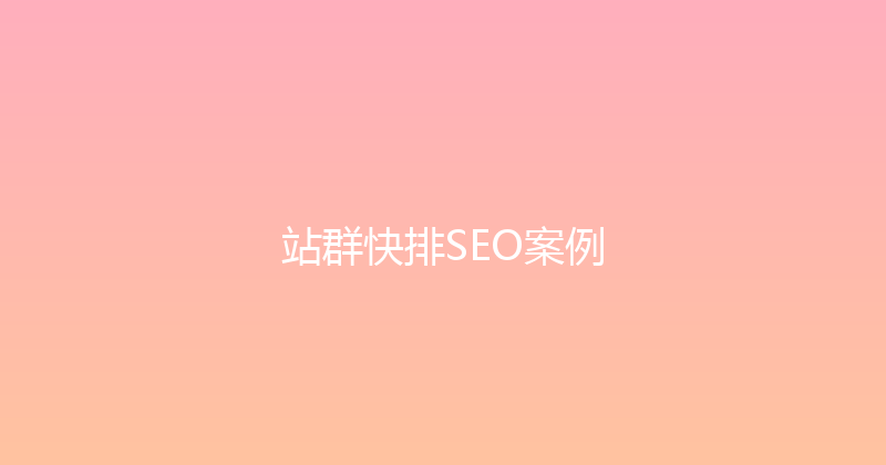 站群快排SEO案例 封面图