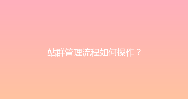 站群管理流程如何操作？ 封面图