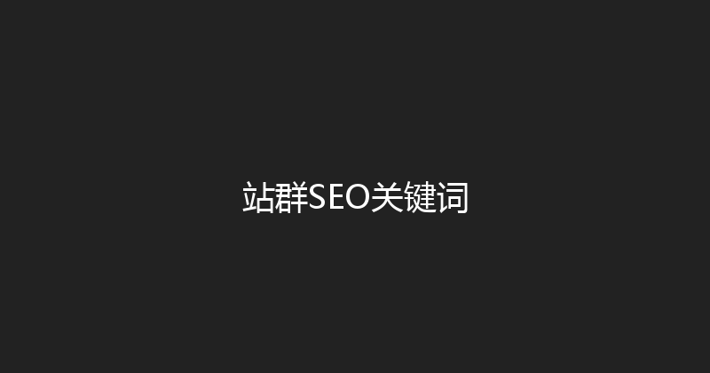 站群SEO关键词 封面图