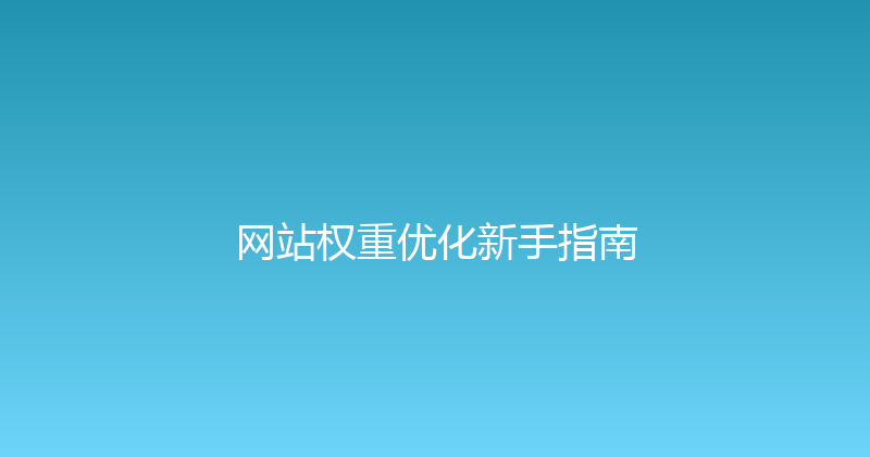 网站权重优化新手指南 封面图