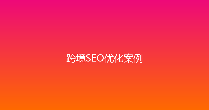 跨境SEO优化案例 封面图