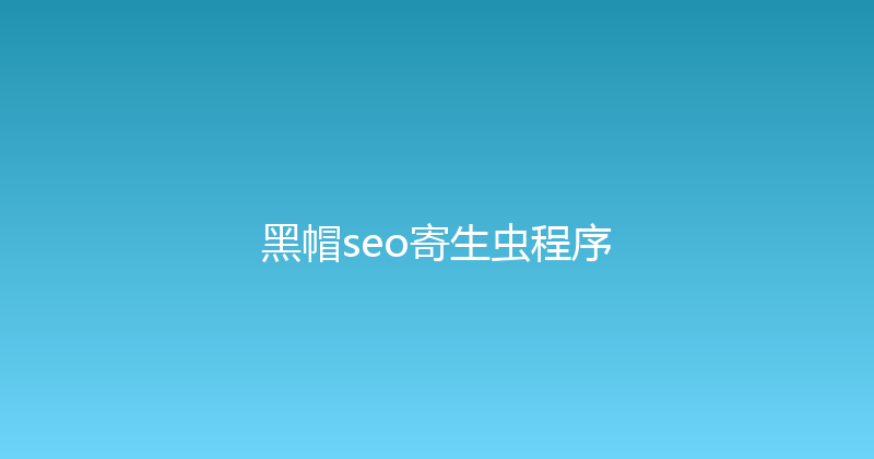 黑帽seo寄生虫程序 封面图
