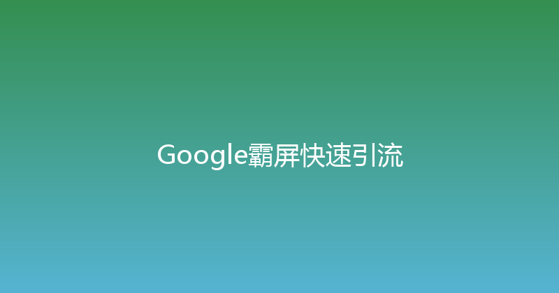 Google霸屏快速引流 封面图